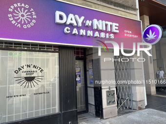 A shop sells cannabis and marijuana paraphernalia in downtown Toronto, Ontario, Canada, on August 14, 2024. (