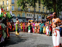 Hindu procession in Paris, France, during the 27th festival of the god Ganesh, in Paris, France, on August 25, 2024.  (