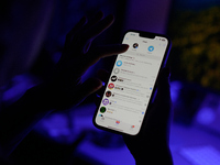 The Telegram messaging app is seen on an iPhone in this illustration taken on 25 August, 2024 in Warsaw, Poland. Telegram founder and CEO Pa...