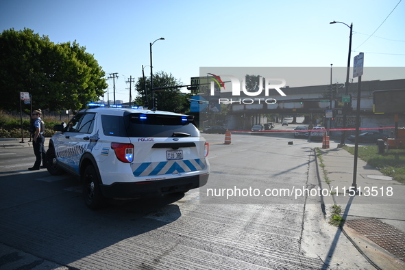 An unidentified adult man is shot multiple times and killed in a shooting on the 400 block of W. Cermak Road in Chicago, Illinois, United St...