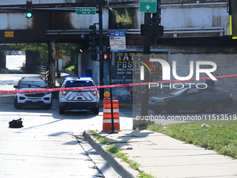 An unidentified adult man is shot multiple times and killed in a shooting on the 400 block of W. Cermak Road in Chicago, Illinois, United St...