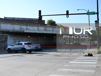 An unidentified adult man is shot multiple times and killed in a shooting on the 400 block of W. Cermak Road in Chicago, Illinois, United St...