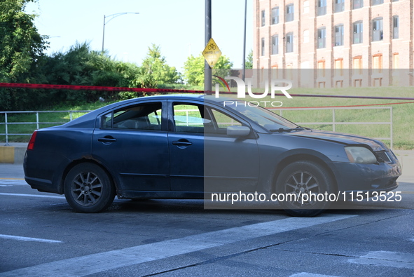 An unidentified adult man is shot multiple times and killed in a shooting on the 400 block of W. Cermak Road in Chicago, Illinois, United St...