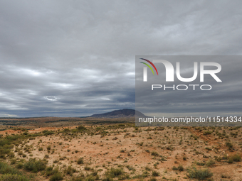 A landscape view of a mountain in Kairouan, Tunisia, on May 8, 2024. The region of Kairouan faces water stress, leading to water shortages a...