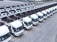 New energy commercial vehicles are produced by BYD Industrial Co., Ltd. in Huai'an, China, on August 26, 2024. (