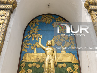 Shanti Stupa in Pokhara known as World Peace Pagoda with religious pilgrims and visitors, is a Buddhist monument situated at the height of 1...