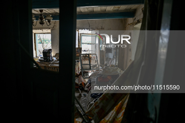 A house is seen damaged as its owner is killed by the Russian missile attack in Zaporizhzhia region, southeastern Ukraine, on August 26, 202...