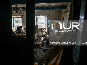 A house is seen damaged as its owner is killed by the Russian missile attack in Zaporizhzhia region, southeastern Ukraine, on August 26, 202...