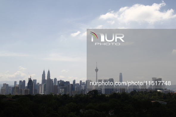 View of Kuala Lumpur city center from a distance in Kuala Lumpur, Malaysia, on April 2, 2021. 