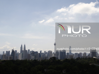 View of Kuala Lumpur city center from a distance in Kuala Lumpur, Malaysia, on April 2, 2021. (