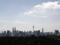 View of Kuala Lumpur city center from a distance in Kuala Lumpur, Malaysia, on April 2, 2021. (