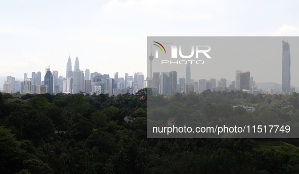 View of Kuala Lumpur city center from a distance in Kuala Lumpur, Malaysia, on April 2, 2021. 