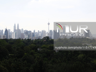 View of Kuala Lumpur city center from a distance in Kuala Lumpur, Malaysia, on April 2, 2021. (