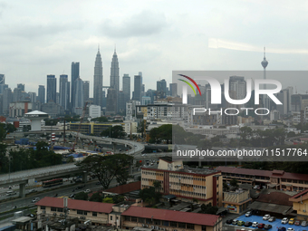 View of Kuala Lumpur city center from a distance in Kuala Lumpur, Malaysia, on April 9, 2021. (