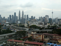 View of Kuala Lumpur city center from a distance in Kuala Lumpur, Malaysia, on April 9, 2021. (