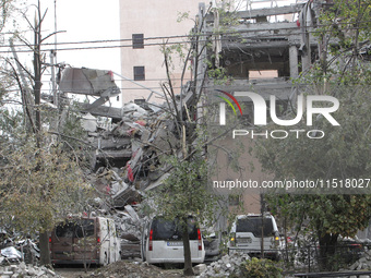 A hotel is damaged by a Russian ballistic missile attack in Kryvyi Rih, Ukraine, on August 26, 2024, which claims the lives of two people an...