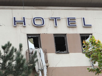 A hotel is damaged by a Russian ballistic missile attack in Kryvyi Rih, Ukraine, on August 26, 2024, which claims the lives of two people an...