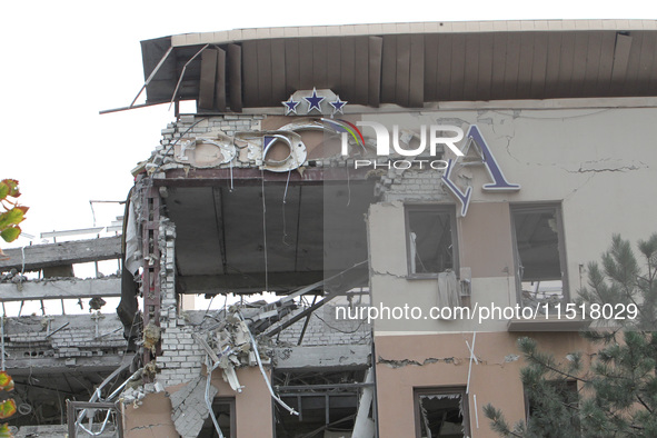 A hotel is damaged by a Russian ballistic missile attack in Kryvyi Rih, Ukraine, on August 26, 2024, which claims the lives of two people an...