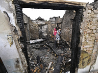 A house is damaged after a Russian Shahed drone falls onto a residential area in Zaporizhzhia, Ukraine, on August 27, 2024. NO USE RUSSIA. N...