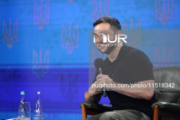 President of Ukraine Volodymyr Zelenskyy holds a news conference during the Ukraine 2024 Independence Forum in Kyiv, Ukraine, on August 27,...