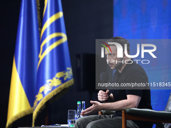 President of Ukraine Volodymyr Zelenskyy holds a news conference during the Ukraine 2024 Independence Forum in Kyiv, Ukraine, on August 27,...