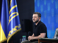 President of Ukraine Volodymyr Zelenskyy holds a news conference during the Ukraine 2024 Independence Forum in Kyiv, Ukraine, on August 27,...