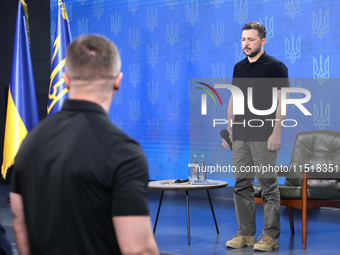 President of Ukraine Volodymyr Zelenskyy holds a news conference during the Ukraine 2024 Independence Forum in Kyiv, Ukraine, on August 27,...