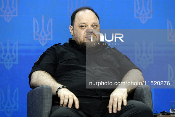 Ruslan Stefanchuk, Chairman of the Verkhovna Rada, attends the Ukraine 2024 Independence forum while Russia continues its attack on Ukraine,...