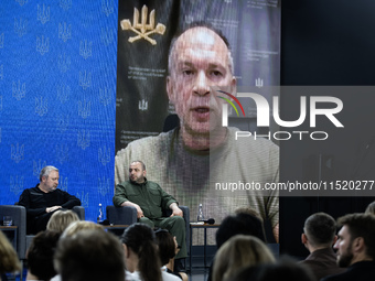 Commander-in-Chief of the Armed Forces of Ukraine Oleksandr Syrskyi attends the Ukraine 2024 Independence forum online while Russia continue...