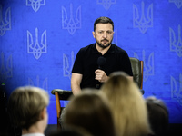 President of Ukraine Volodymyr Zelensky participates in the Ukraine 2024 forum with the president and heads of state institutions in Kyiv, U...