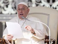 Pope Francis leads the weekly General Audience in Saint Peter's Square, Vatican City, on August 28, 2024. (