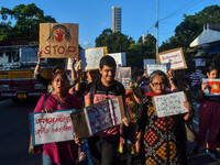 Citizens participate in a protest rally in Kolkata, India, on August 28, 2024, against the rape and murder of a second-year PGT doctor at RG...