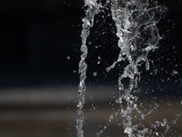 Water from a fountain is seen at Harry Blum Square in Cologne, Germany, on August 28, 2024. (