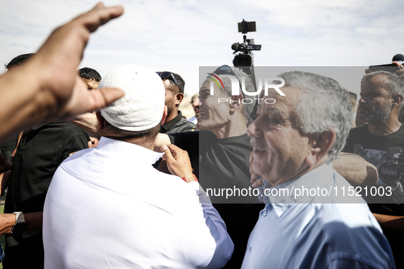 Qaid Farhan Alkadi, a Bedouin Israeli hostage who is kidnapped in the deadly October 7 Hamas attack, is greeted by his friends and family af...