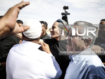 Qaid Farhan Alkadi, a Bedouin Israeli hostage who is kidnapped in the deadly October 7 Hamas attack, is greeted by his friends and family af...