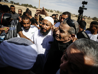 Qaid Farhan Alkadi, a Bedouin Israeli hostage who is kidnapped in the deadly October 7 Hamas attack, is greeted by his friends and family af...