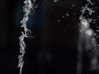 Water from a fountain is seen at Harry Blum Square in Cologne, Germany, on August 28, 2024. (