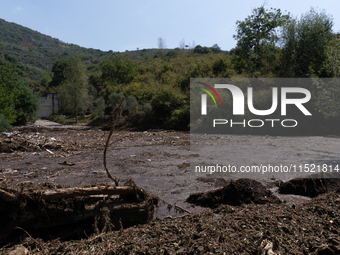 The residents of San Felice a Cancello, in the province of Caserta, deal with the aftermath of the mudslide and water that pour into the tow...