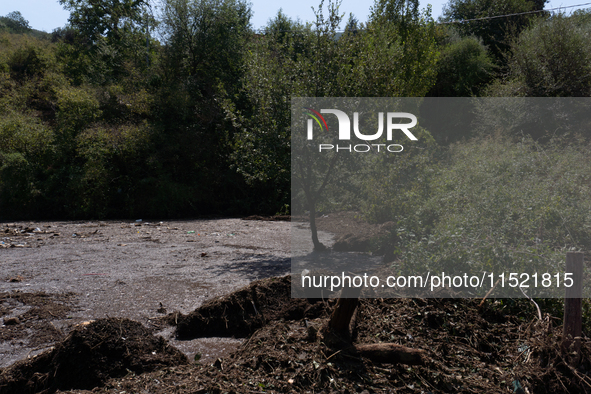 The residents of San Felice a Cancello, in the province of Caserta, deal with the aftermath of the mudslide and water that pour into the tow...