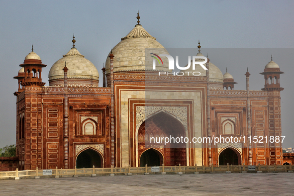 Mosque at the Taj Mahal complex in Agra, Uttar Pradesh, India, on May 5, 2022. 