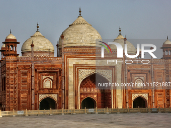 Mosque at the Taj Mahal complex in Agra, Uttar Pradesh, India, on May 5, 2022. (