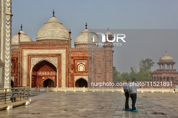 Mosque at the Taj Mahal complex in Agra, Uttar Pradesh, India, on May 5, 2022. 