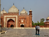 Mosque at the Taj Mahal complex in Agra, Uttar Pradesh, India, on May 5, 2022. (