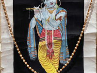 A painting of Lord Krishna is displayed in Agra, Uttar Pradesh, India, on May 7, 2022. (