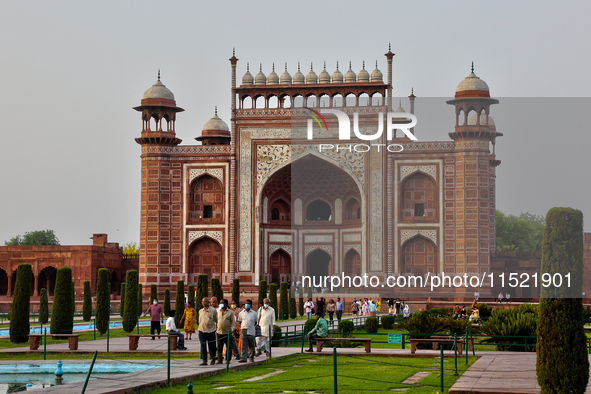 Gateway leads to the Taj Mahal complex in Agra, Uttar Pradesh, India, on May 5, 2022. 