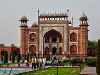 Gateway leads to the Taj Mahal complex in Agra, Uttar Pradesh, India, on May 5, 2022. (