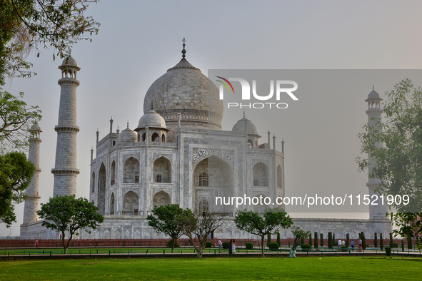 The Taj Mahal is seen just before sunrise in Agra, Uttar Pradesh, India, on May 5, 2022. 