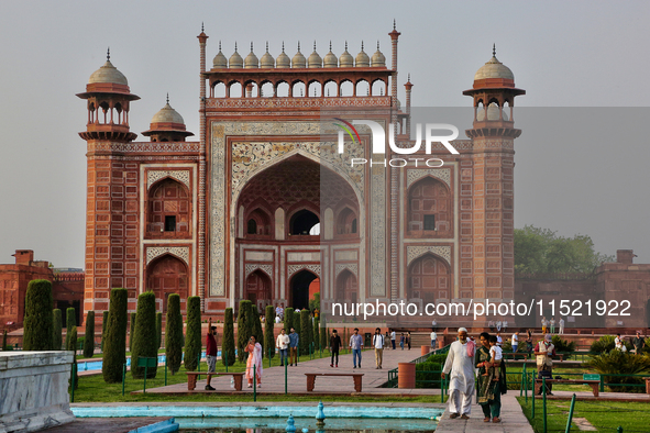 Gateway leads to the Taj Mahal complex in Agra, Uttar Pradesh, India, on May 5, 2022. 