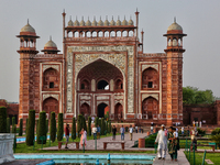 Gateway leads to the Taj Mahal complex in Agra, Uttar Pradesh, India, on May 5, 2022. (