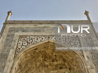 Detail of the Taj Mahal in Agra, Uttar Pradesh, India, on May 5, 2022. (